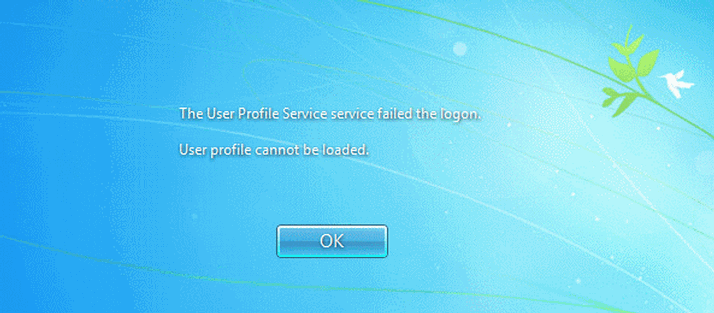 The User Profile Service failed the logon